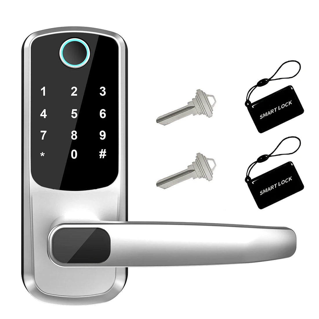 Smart WiFi Door Lock — Fingerprint, Card, Password & Key