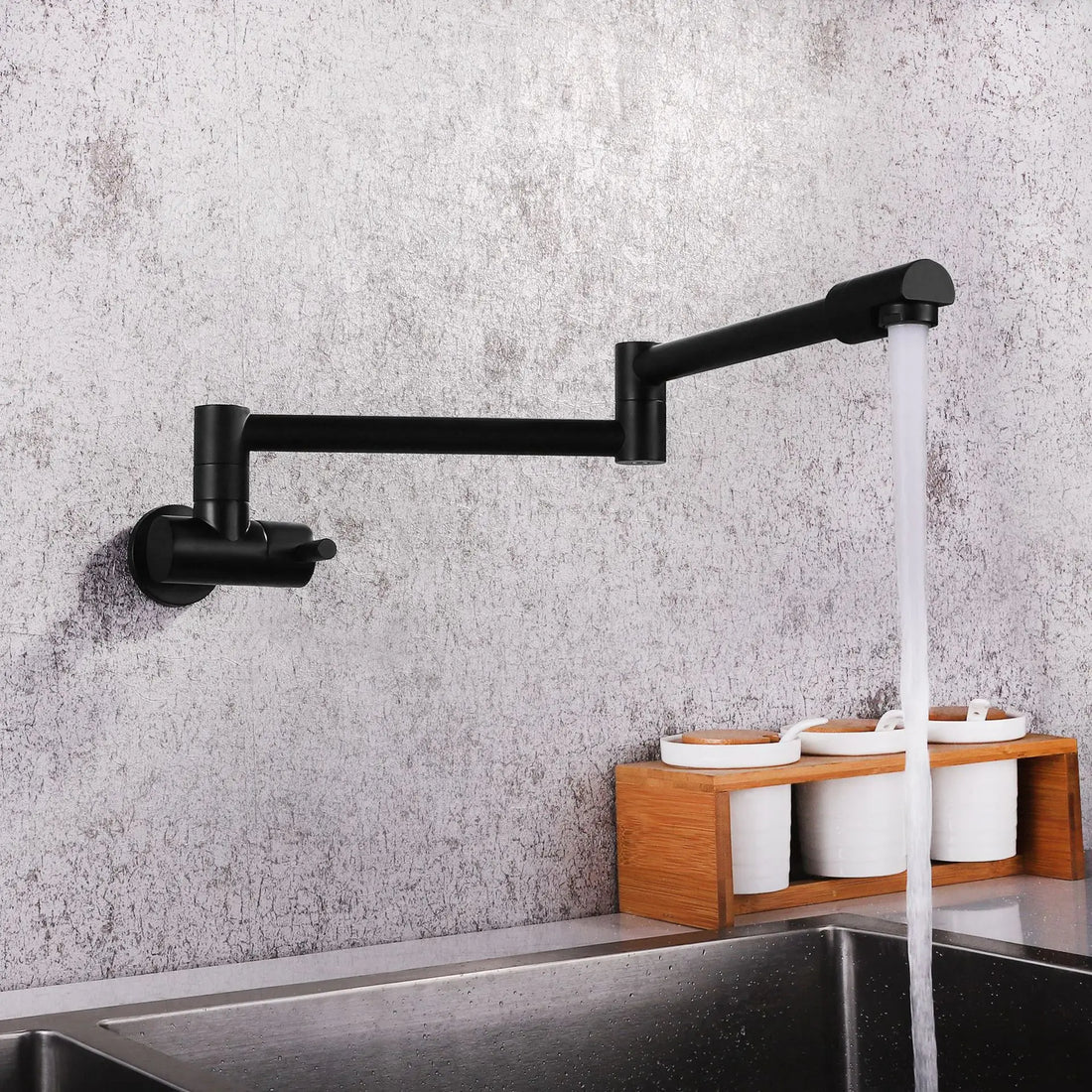 Wall-Mounted Folding Pot Filler Faucet — 360° Swing Arm, All Copper