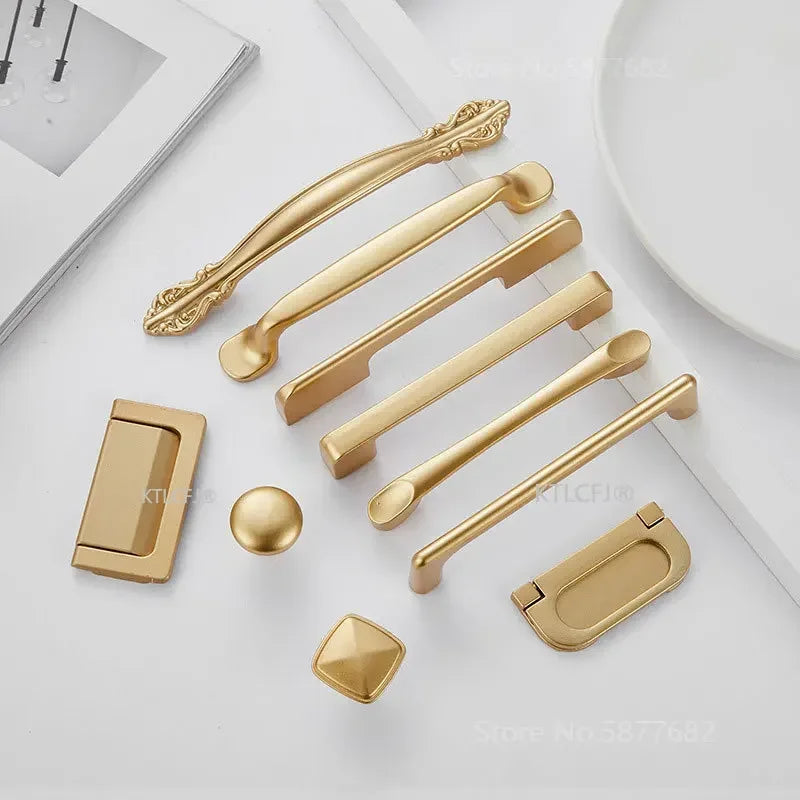 Square U-Type Gold Cabinet Handle — Aluminum Drawer Pull