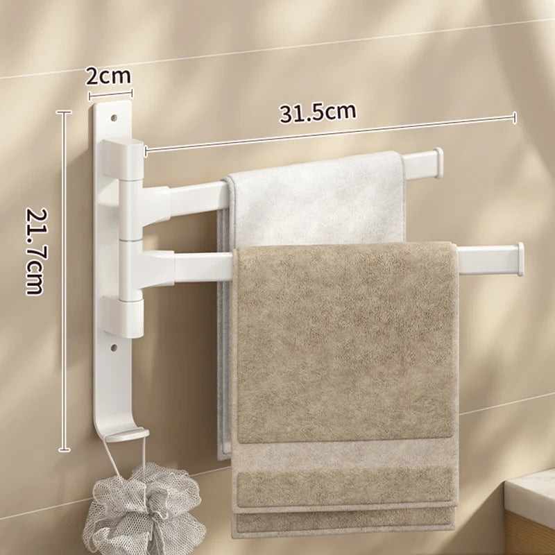 Rotatable Aluminum Towel Rack — 2 to 5 Bar, Wall Mounted