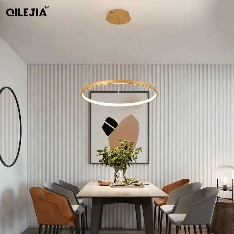 LED Ring Pendant Chandelier — Modern Nordic, Remote Control