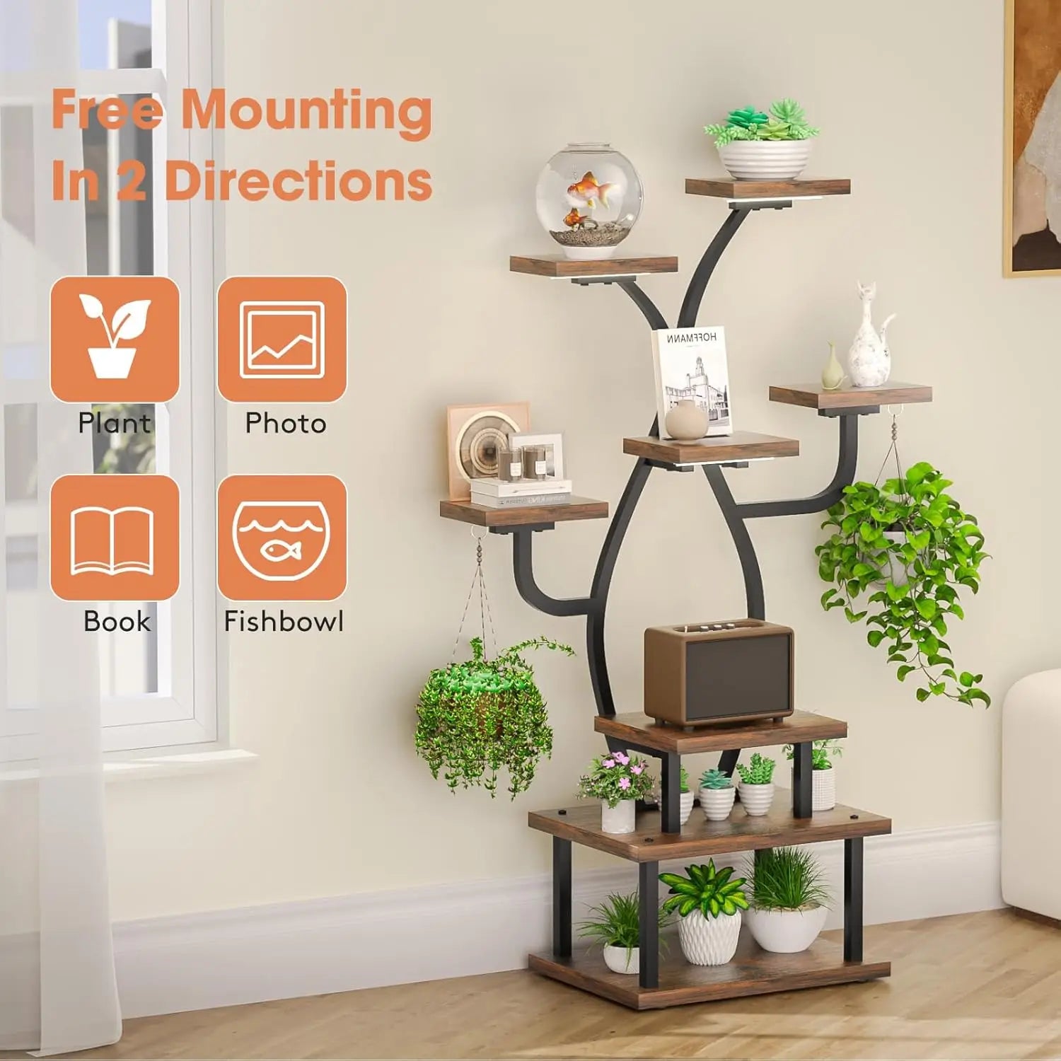 8-Tier Corner Plant Stand with Grow Light