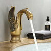 Gold Swan-Shape Basin Faucet — Single Handle, Deck Mount