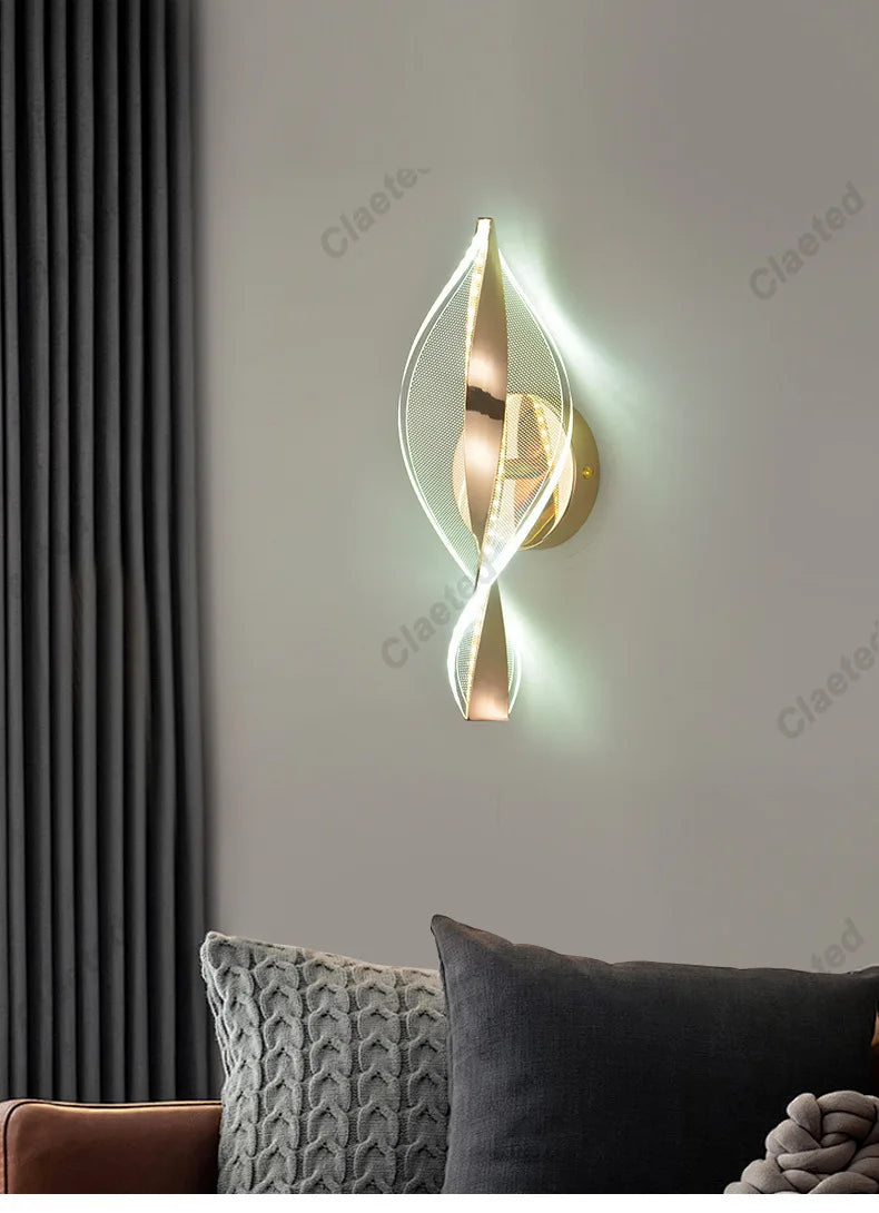 LED Modern Gold Acrylic Wall Lamp Lustre Hallway Bedroom Living Room Lamps Room Decor Wall Decoration Items Originality Lamps