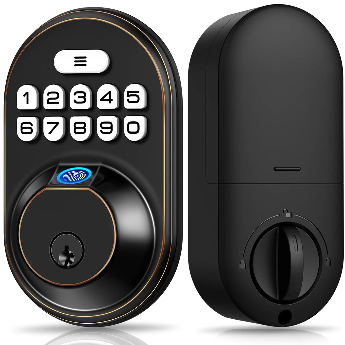 Fingerprint Keypad Deadbolt Lock — Keyless Front Door Entry