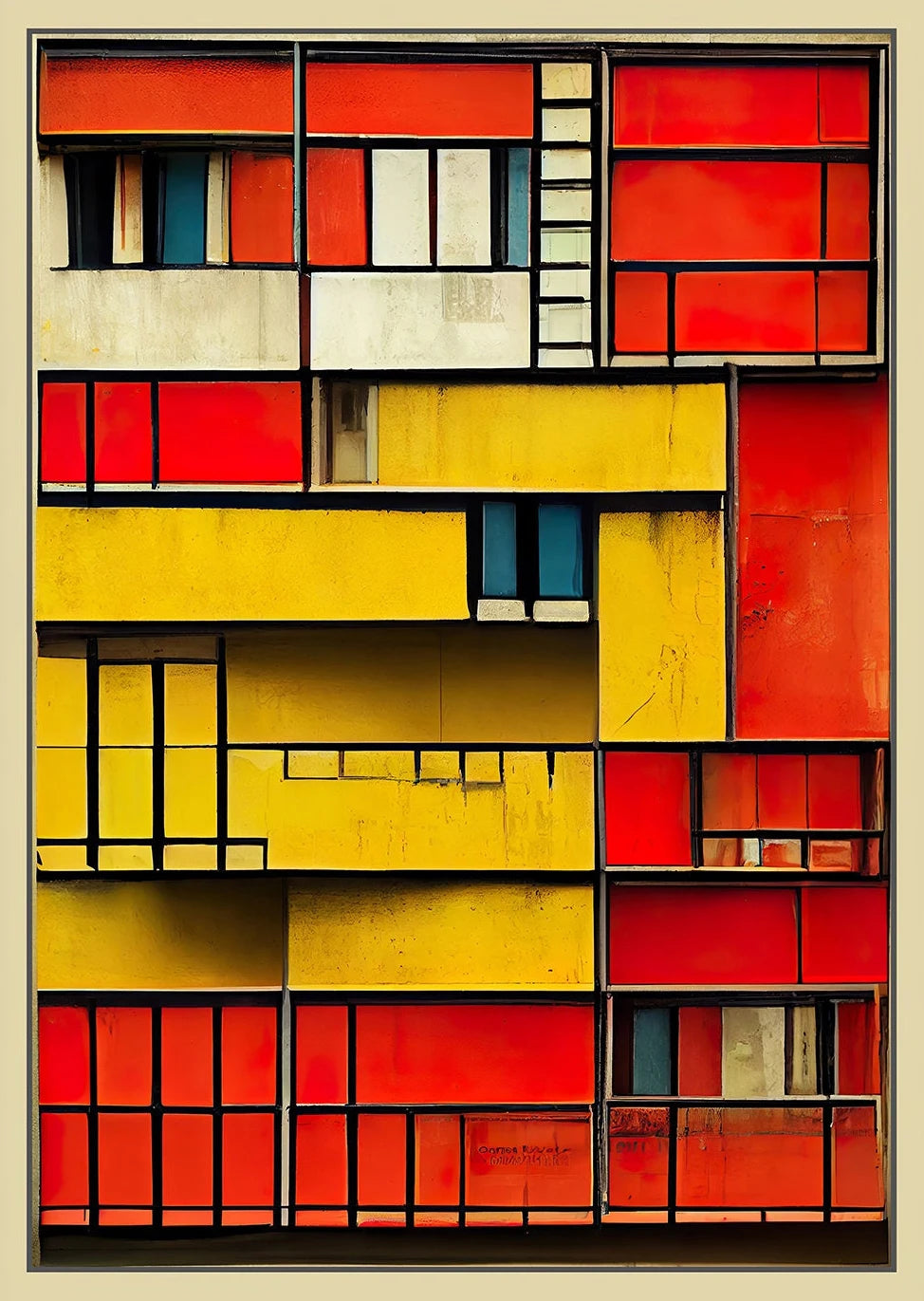 Fallingwater Architecture Canvas Print — Bauhaus Minimalist Art