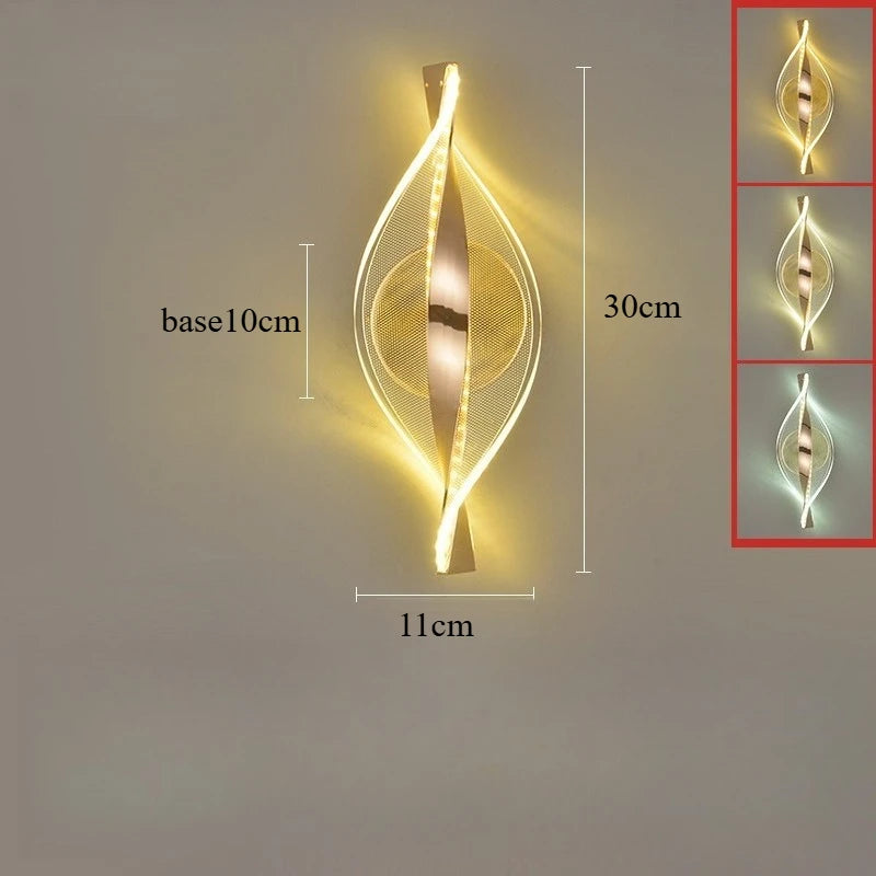 LED Modern Gold Acrylic Wall Lamp Lustre Hallway Bedroom Living Room Lamps Room Decor Wall Decoration Items Originality Lamps