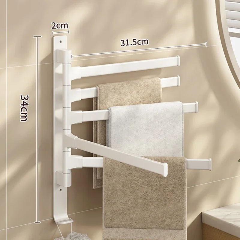 Rotatable Aluminum Towel Rack — 2 to 5 Bar, Wall Mounted