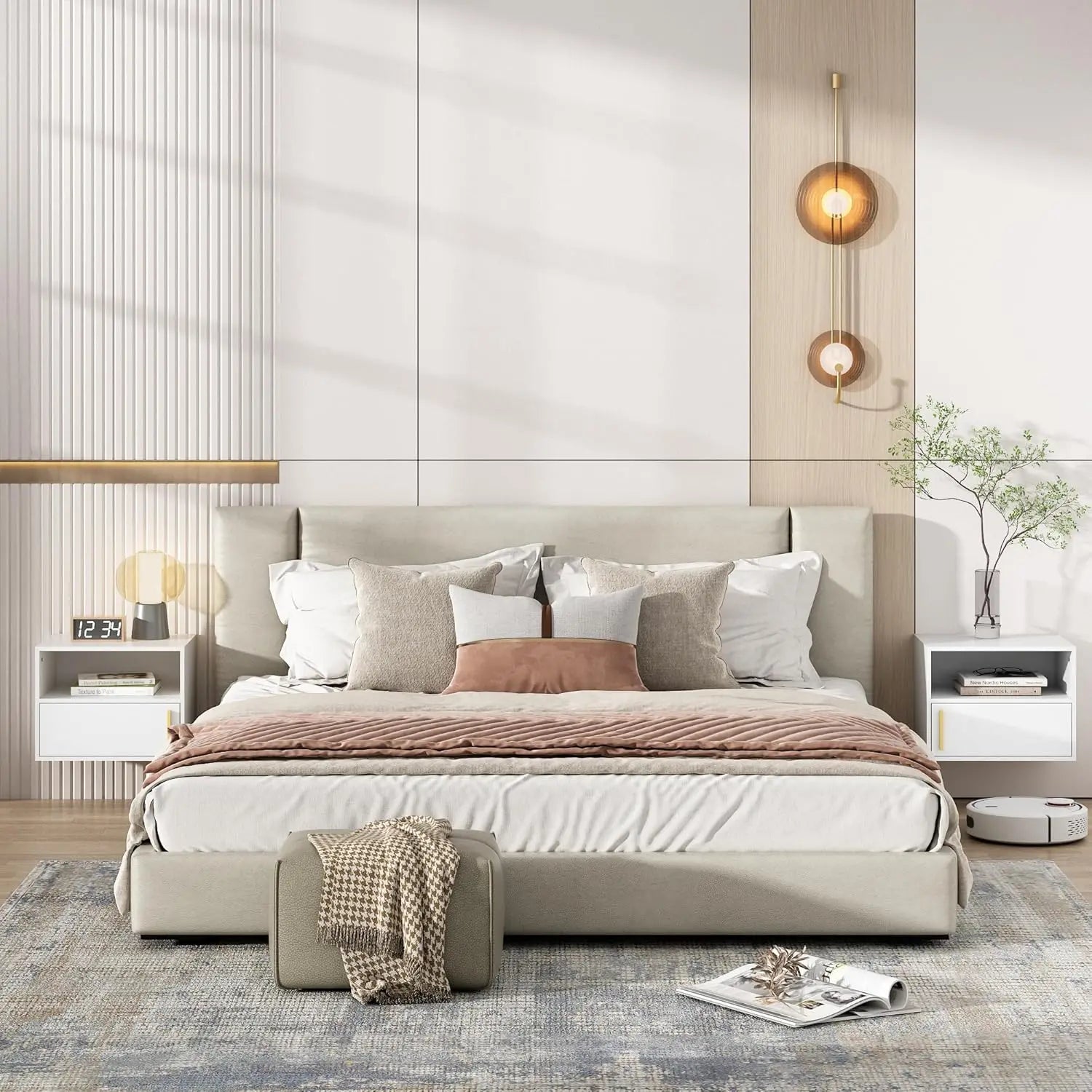 Floating Wall Nightstand Set of 2 — Modern Mounted Shelf