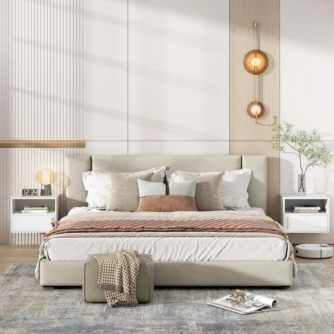 Floating Wall Nightstand Set of 2 — Modern Mounted Shelf
