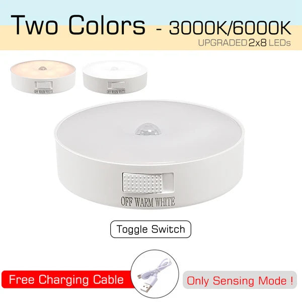 Motion Sensor Night Light — USB Rechargeable LED