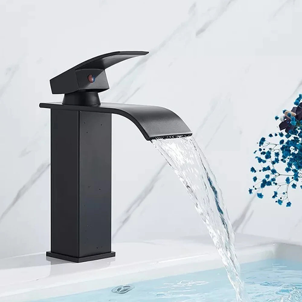 Waterfall Bathroom Basin Faucet — Single Hole Hot & Cold Mixer Tap