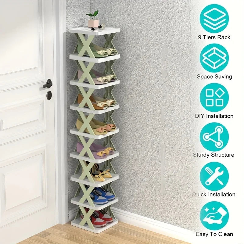 9-Tier Vertical Shoe Rack — Slim & Space-Saving