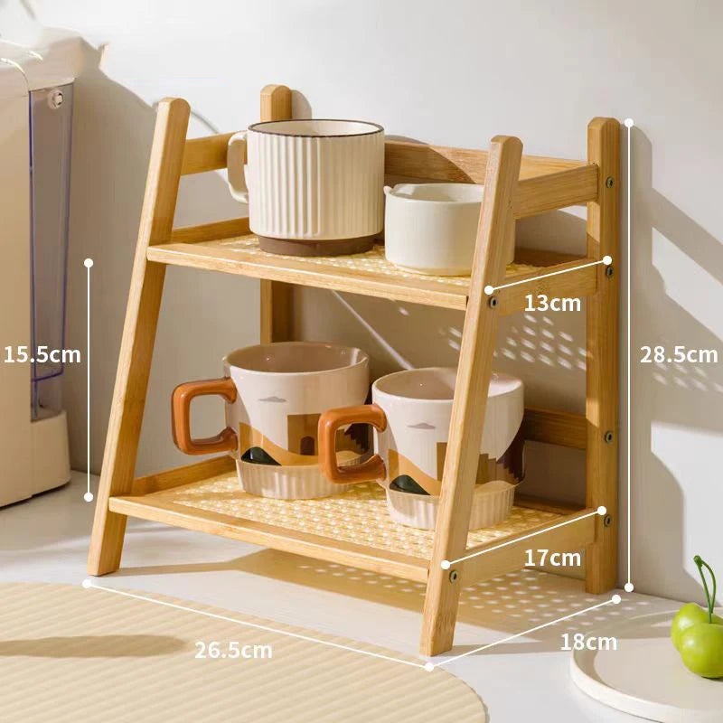2-Tier Bamboo Spice Rack & Kitchen Counter Shelf