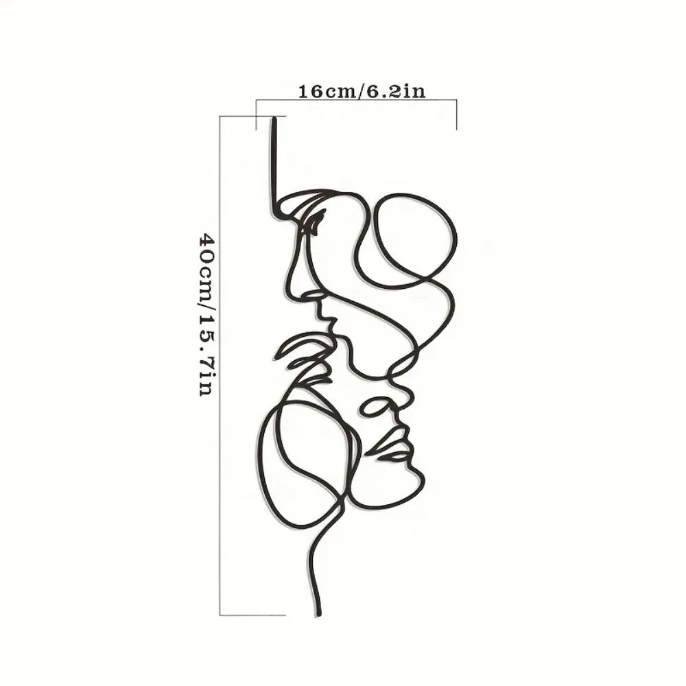 Minimalist Facial Line Metal Wall Art — Abstract Iron Sculpture