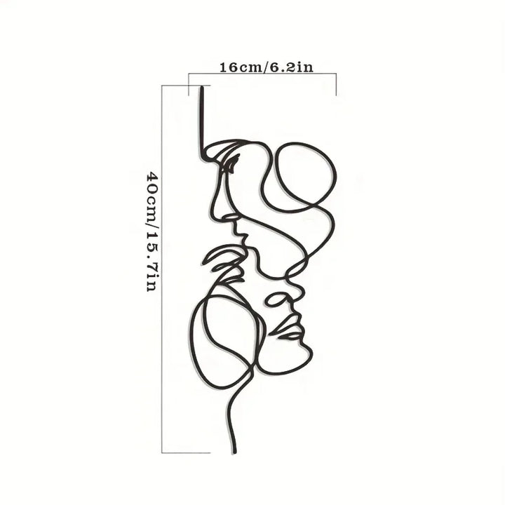 Minimalist Facial Line Metal Wall Art — Abstract Iron Sculpture