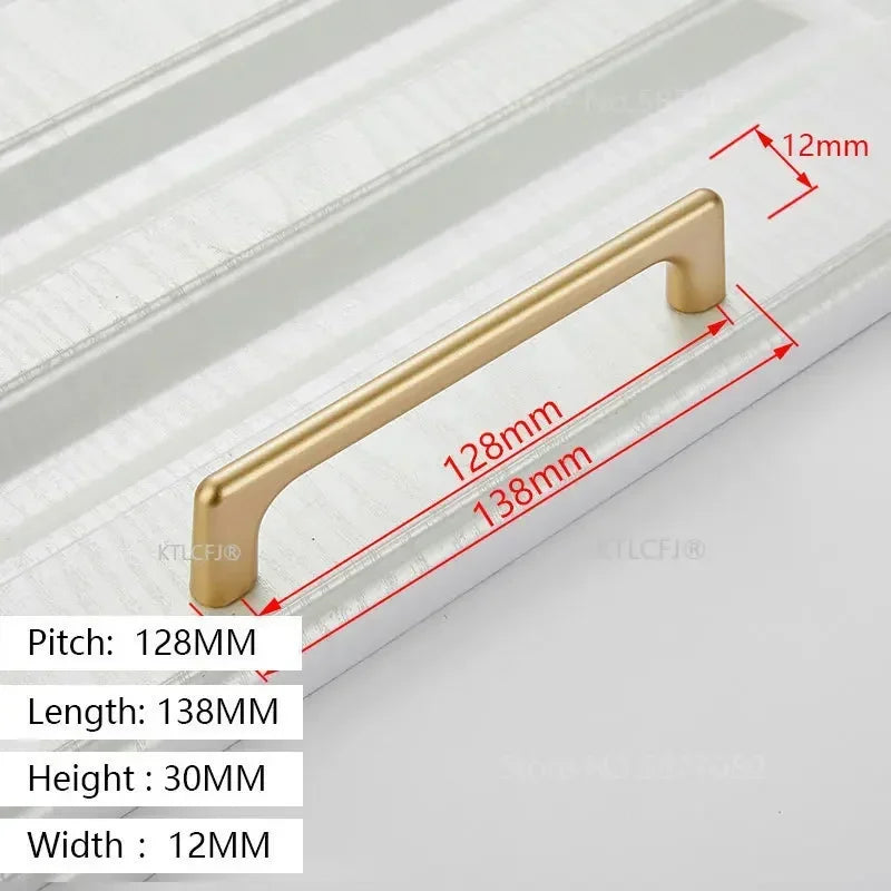 Square U-Type Gold Cabinet Handle — Aluminum Drawer Pull