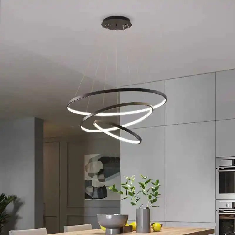 LED Ring Pendant Chandelier — Modern Nordic, Remote Control