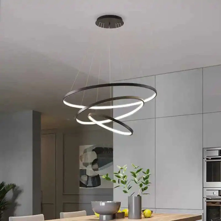 LED Ring Pendant Chandelier — Modern Nordic, Remote Control