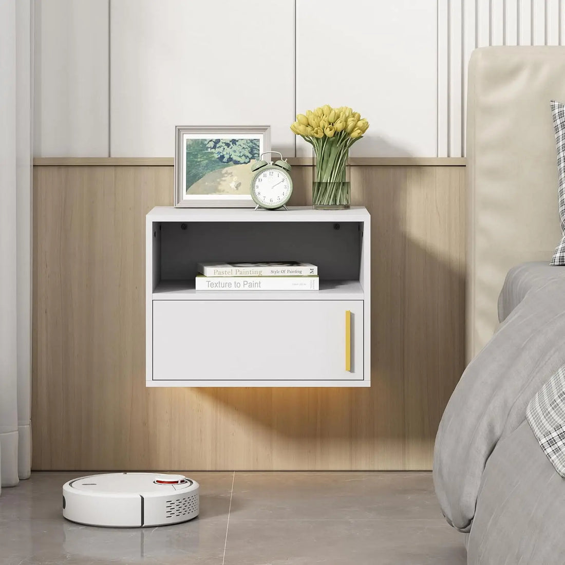 Floating Wall Nightstand Set of 2 — Modern Mounted Shelf