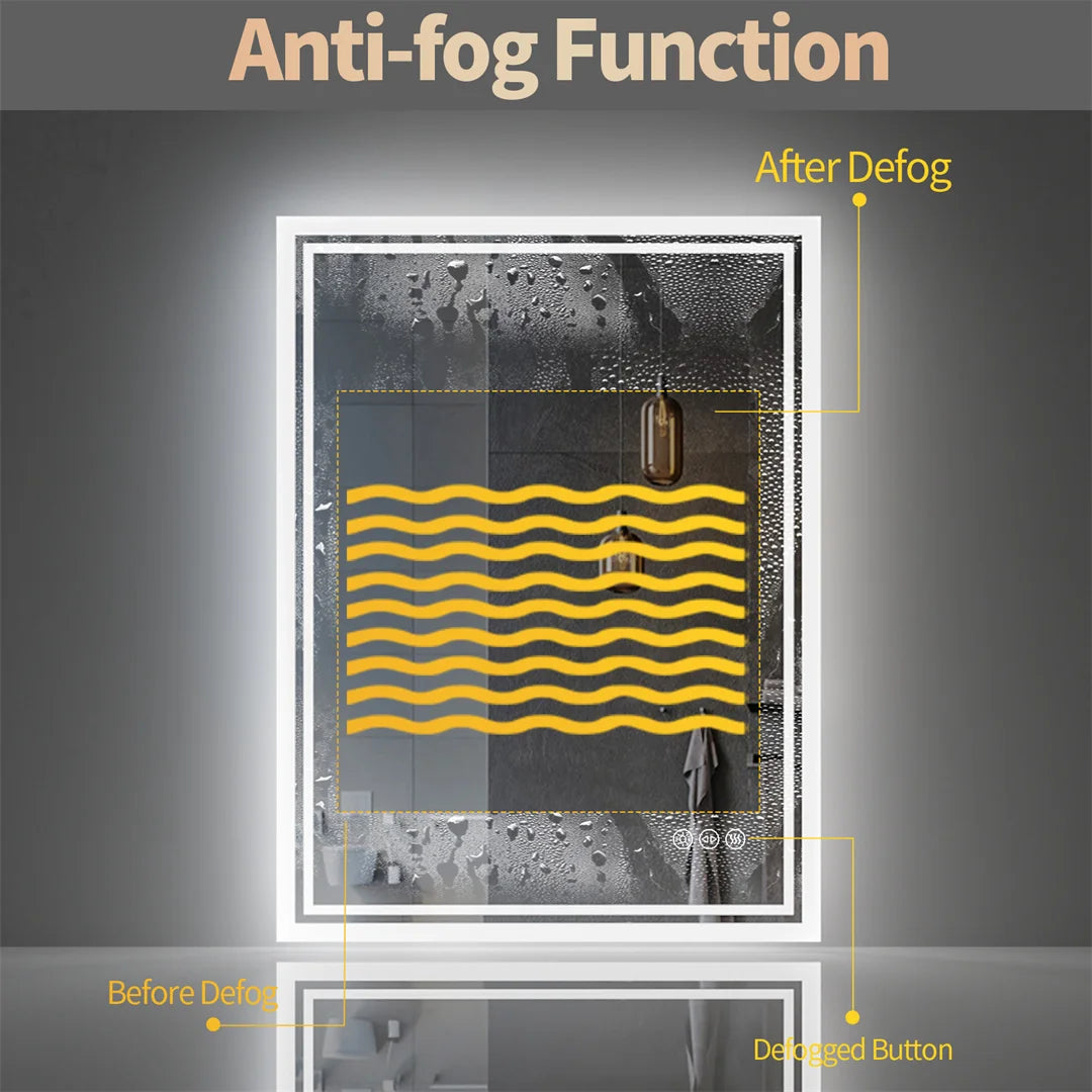 LED Backlit Bathroom Mirror — Dimmable, Anti-Fog, Frameless