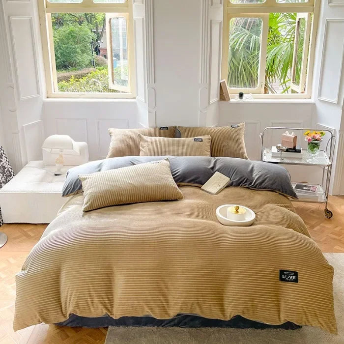 Winter Velvet Duvet Cover Set — Thick & Warm, 3-Piece
