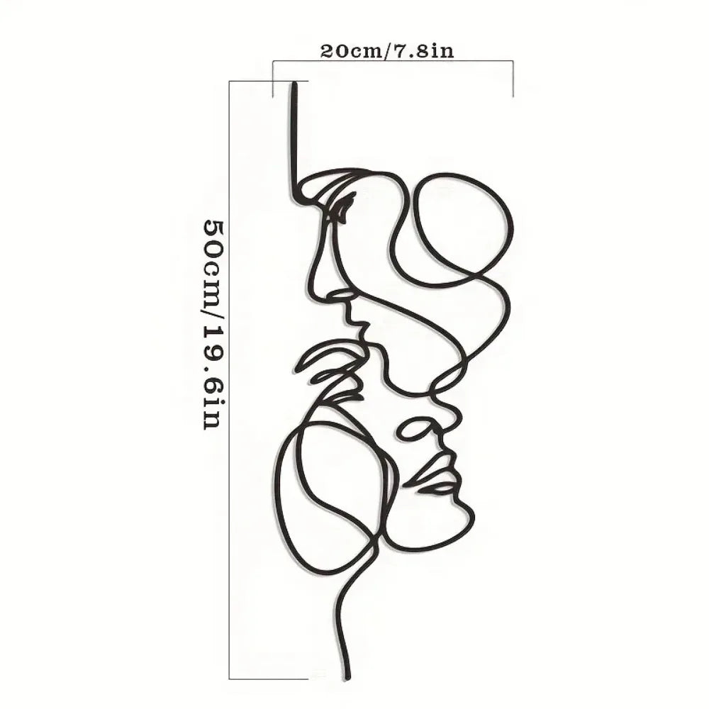 Minimalist Facial Line Metal Wall Art — Abstract Iron Sculpture