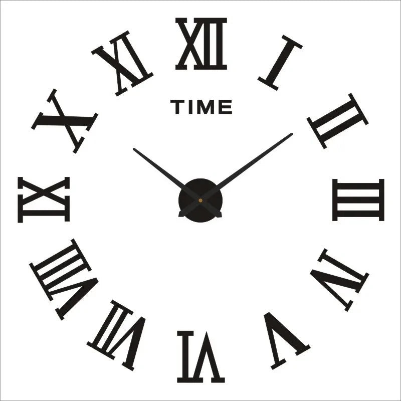 3D Roman Numeral Acrylic Mirror Wall Clock — DIY Quartz