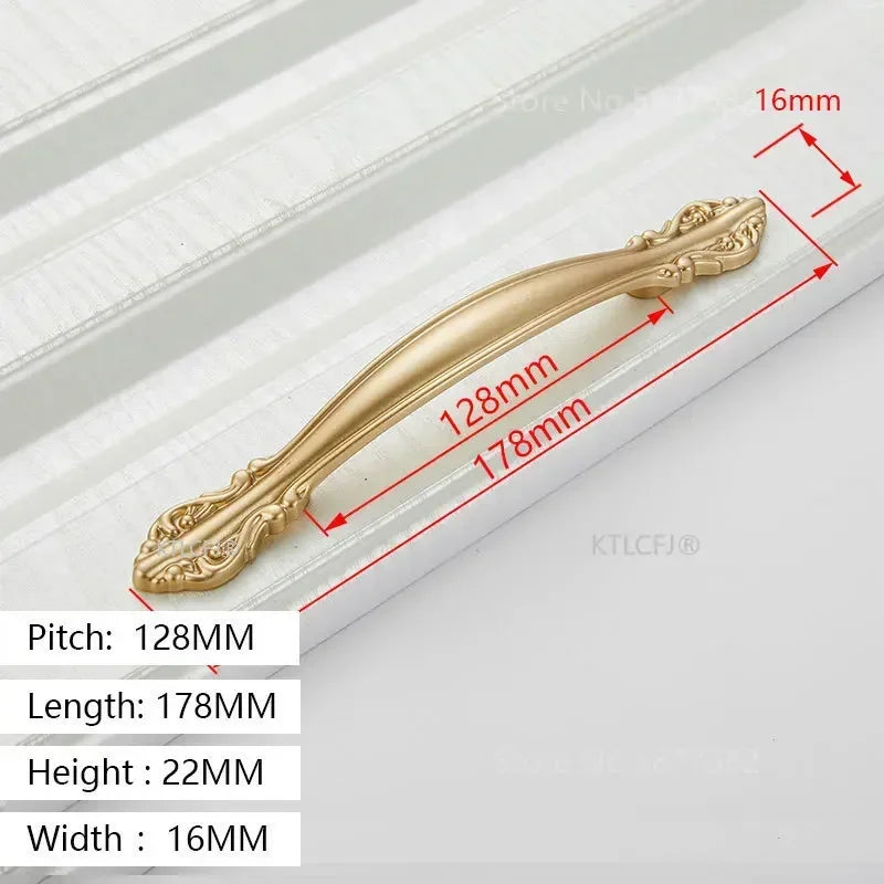 Square U-Type Gold Cabinet Handle — Aluminum Drawer Pull
