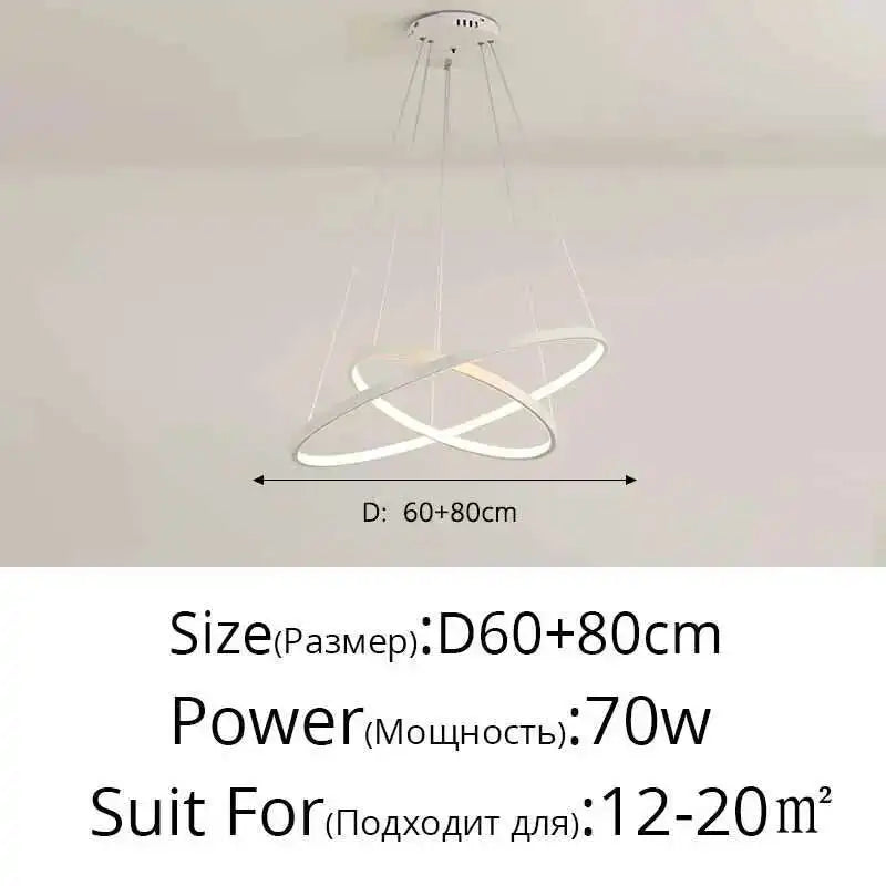 LED Ring Pendant Chandelier — Modern Nordic, Remote Control