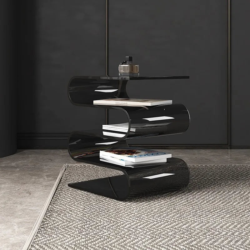 Acrylic Sofa Side Table with Magazine Rack
