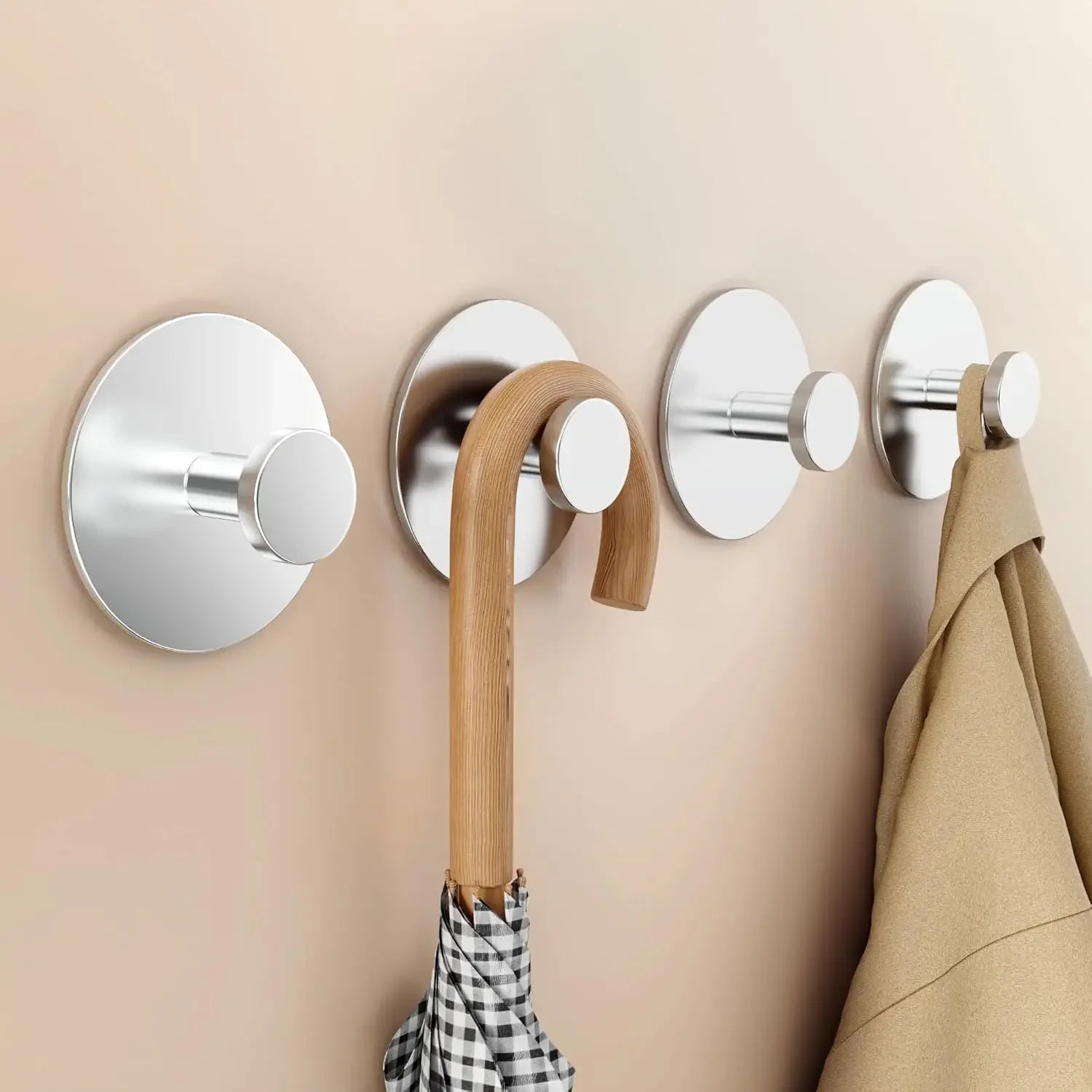 Stainless Steel Towel & Coat Hooks — Punch-Free, Rustproof