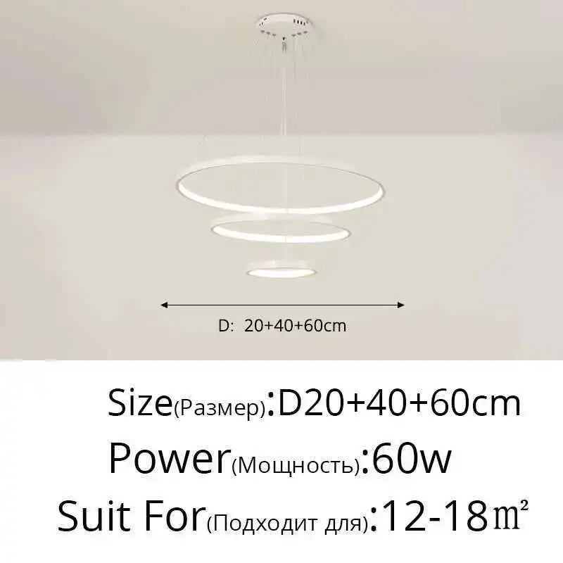 LED Ring Pendant Chandelier — Modern Nordic, Remote Control