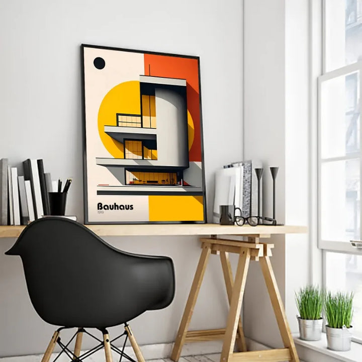 Fallingwater Architecture Canvas Print — Bauhaus Minimalist Art