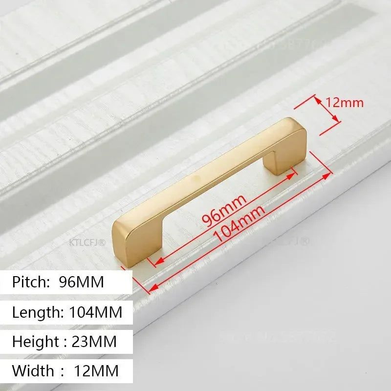 Square U-Type Gold Cabinet Handle — Aluminum Drawer Pull