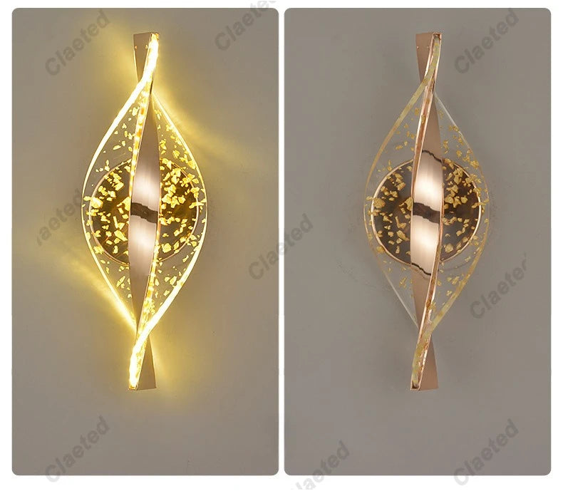 LED Modern Gold Acrylic Wall Lamp Lustre Hallway Bedroom Living Room Lamps Room Decor Wall Decoration Items Originality Lamps