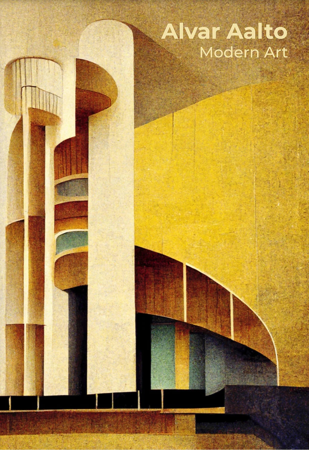Fallingwater Architecture Canvas Print — Bauhaus Minimalist Art