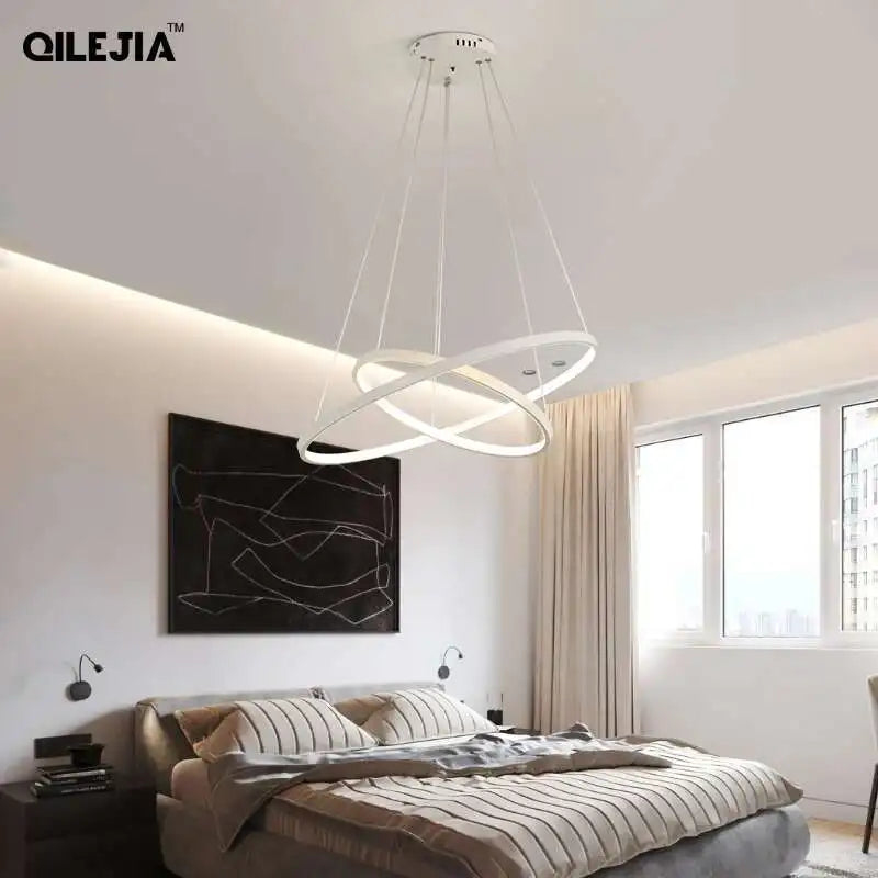 LED Ring Pendant Chandelier — Modern Nordic, Remote Control