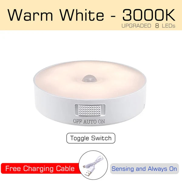 Motion Sensor Night Light — USB Rechargeable LED