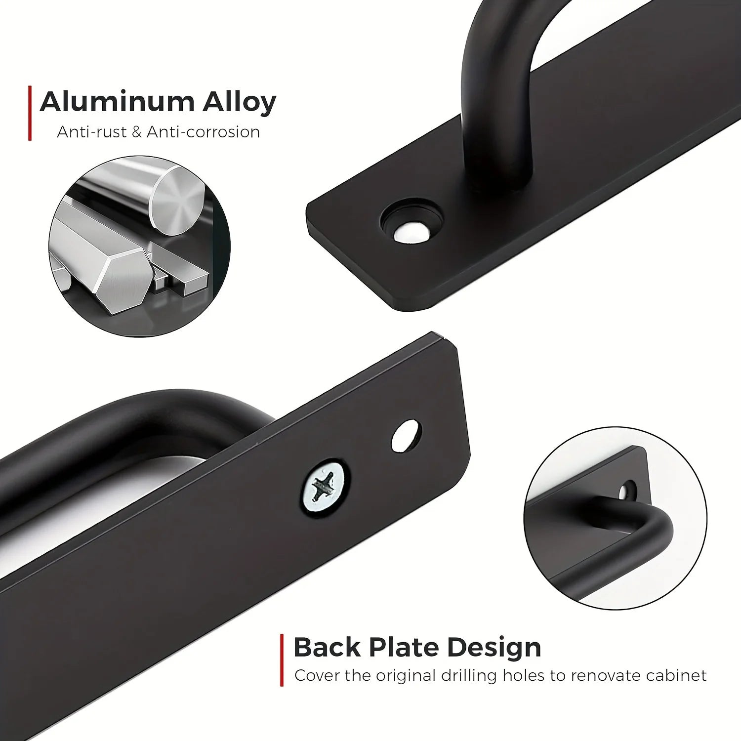 Matte Black Barn Door Handle Set — Aluminum with Backplate