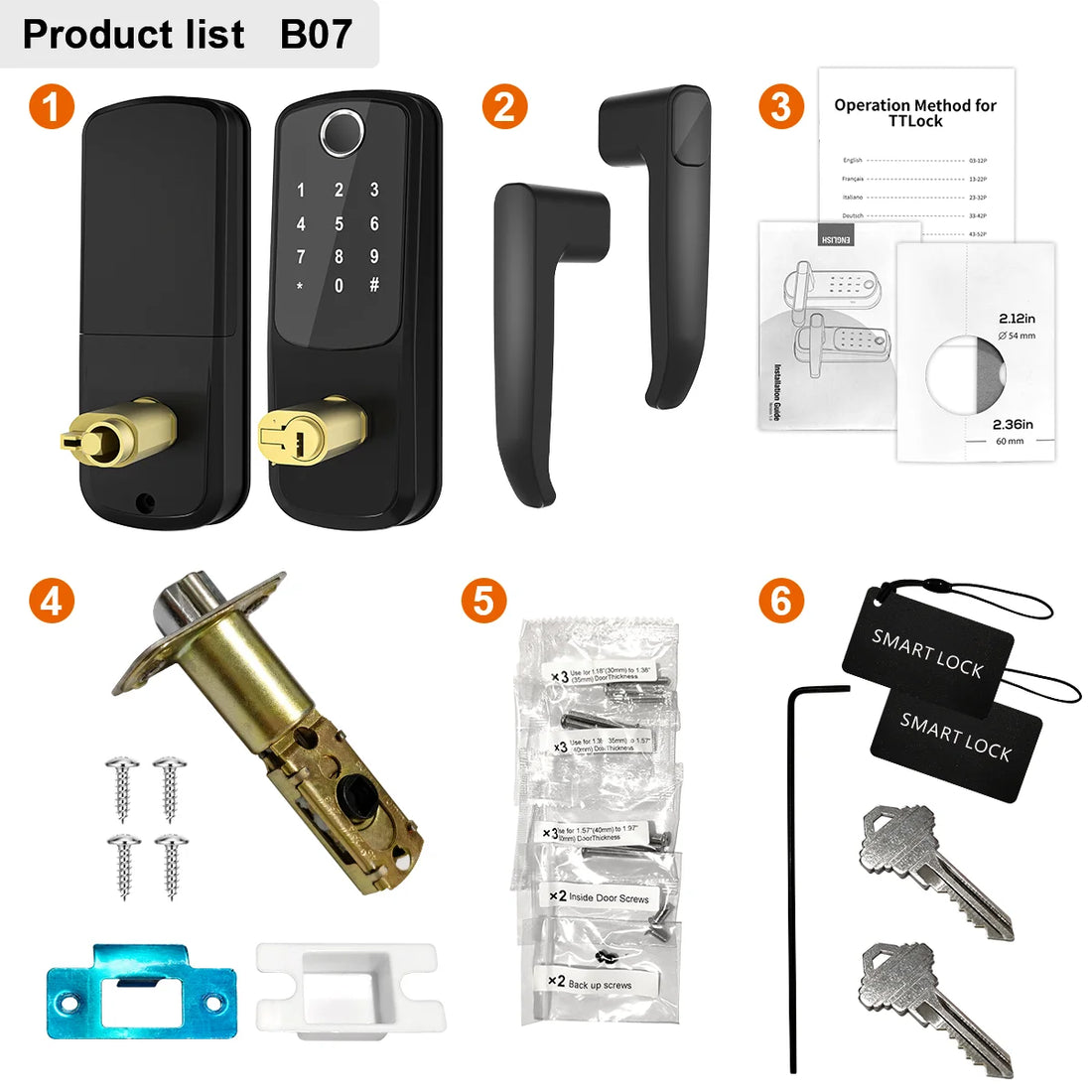 Smart WiFi Door Lock — Fingerprint, Card, Password & Key