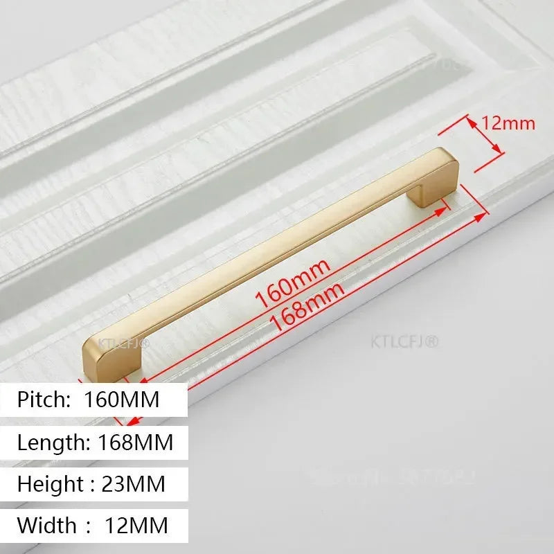 Square U-Type Gold Cabinet Handle — Aluminum Drawer Pull