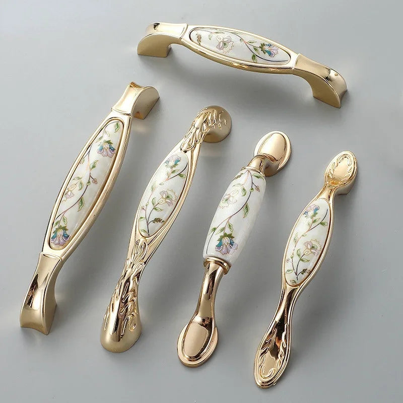 Gold Ceramic Cabinet Handle — European Light Luxury Knob