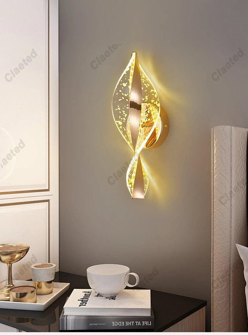 LED Modern Gold Acrylic Wall Lamp Lustre Hallway Bedroom Living Room Lamps Room Decor Wall Decoration Items Originality Lamps