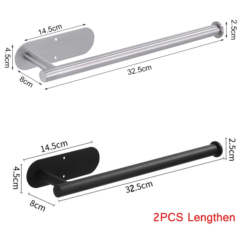 Stainless Steel Paper Towel Holder — No-Drill, Self-Adhesive