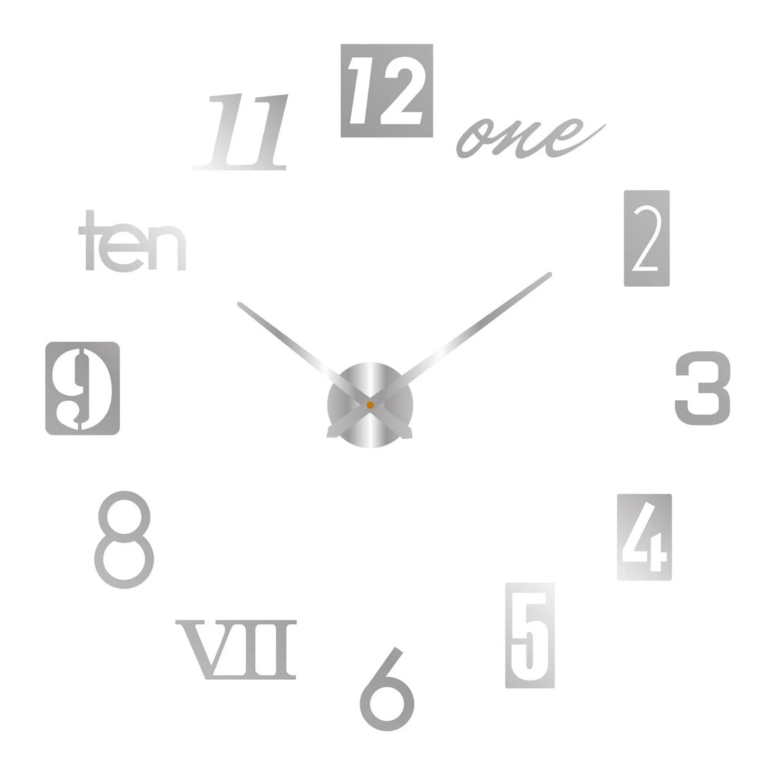3D Roman Numeral Acrylic Mirror Wall Clock — DIY Quartz