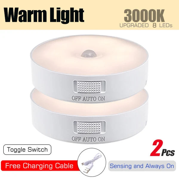 Motion Sensor Night Light — USB Rechargeable LED