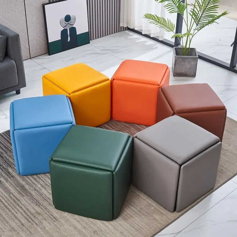 5-in-1 Foldable Cube Ottoman Set — Nordic Wood