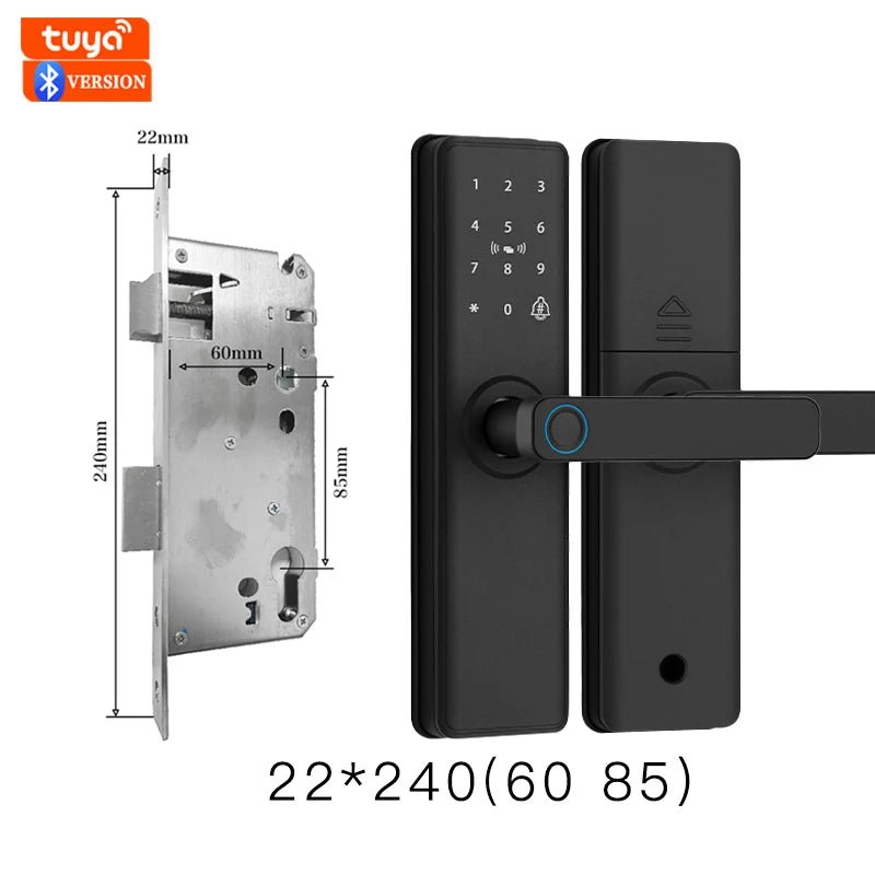 Smart Bluetooth Door Lock — Fingerprint, Tuya App, Wooden Door