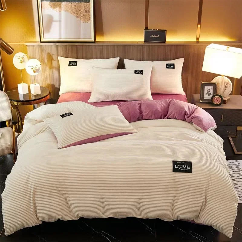 Winter Velvet Duvet Cover Set — Thick & Warm, 3-Piece